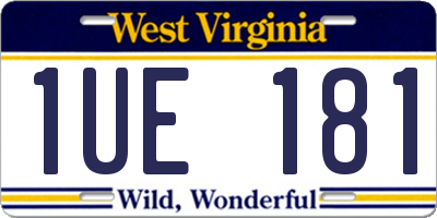 WV license plate 1UE181