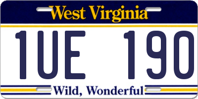 WV license plate 1UE190