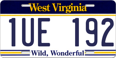 WV license plate 1UE192