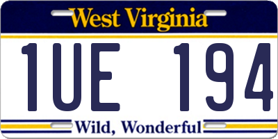 WV license plate 1UE194