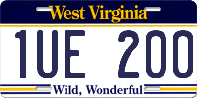 WV license plate 1UE200