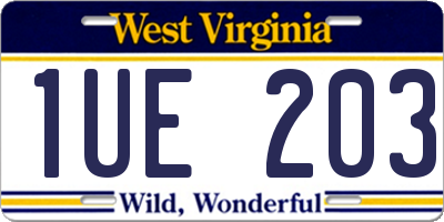 WV license plate 1UE203