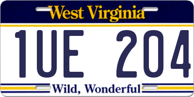 WV license plate 1UE204