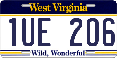 WV license plate 1UE206