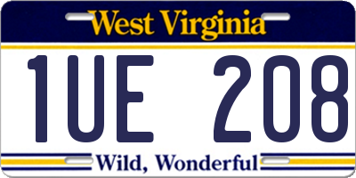 WV license plate 1UE208