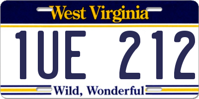 WV license plate 1UE212