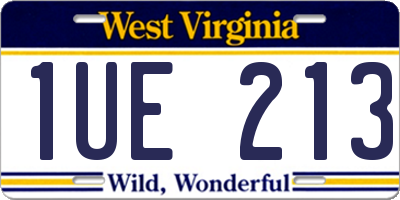 WV license plate 1UE213