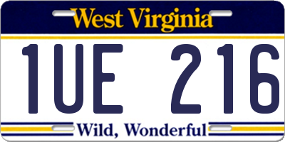 WV license plate 1UE216