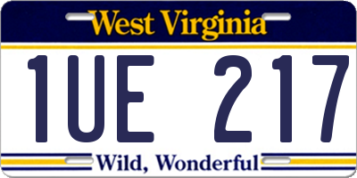 WV license plate 1UE217