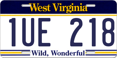 WV license plate 1UE218