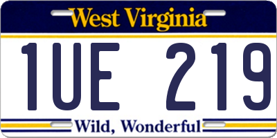WV license plate 1UE219