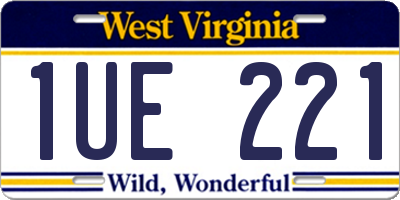WV license plate 1UE221