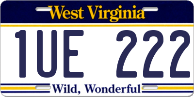 WV license plate 1UE222