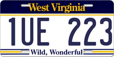 WV license plate 1UE223