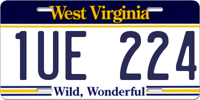 WV license plate 1UE224