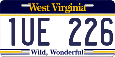 WV license plate 1UE226