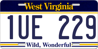 WV license plate 1UE229