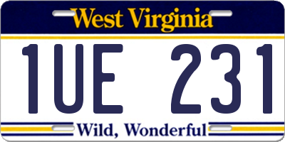 WV license plate 1UE231