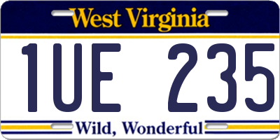 WV license plate 1UE235