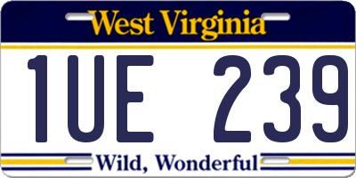 WV license plate 1UE239