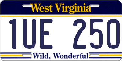 WV license plate 1UE250