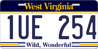 WV license plate 1UE254