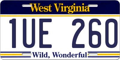 WV license plate 1UE260