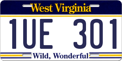 WV license plate 1UE301