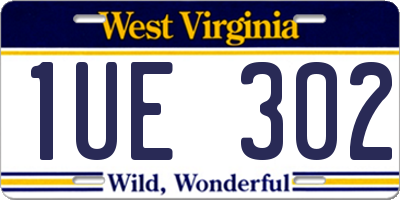 WV license plate 1UE302