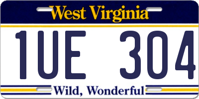 WV license plate 1UE304