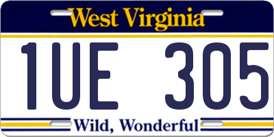 WV license plate 1UE305