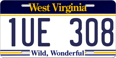 WV license plate 1UE308
