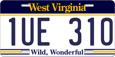 WV license plate 1UE310