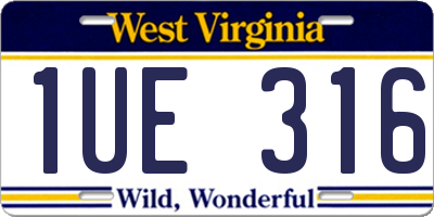 WV license plate 1UE316