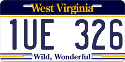 WV license plate 1UE326