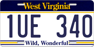 WV license plate 1UE340