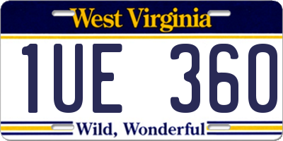 WV license plate 1UE360