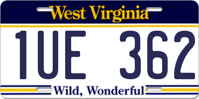 WV license plate 1UE362