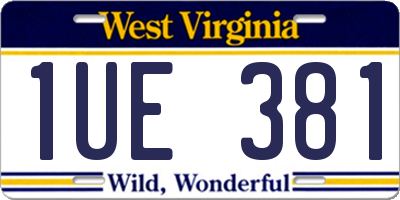 WV license plate 1UE381