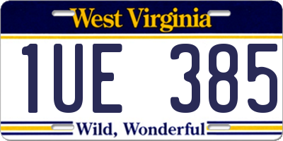 WV license plate 1UE385