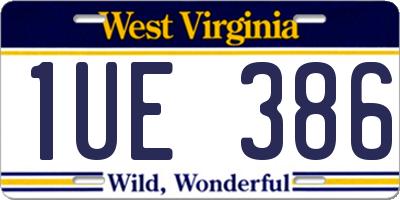 WV license plate 1UE386