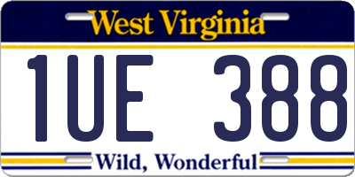WV license plate 1UE388