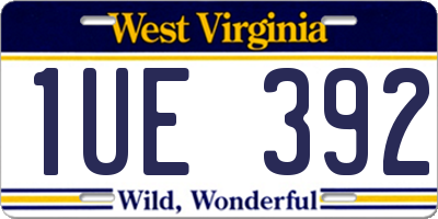 WV license plate 1UE392