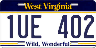 WV license plate 1UE402