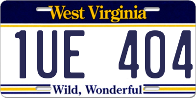 WV license plate 1UE404