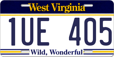 WV license plate 1UE405
