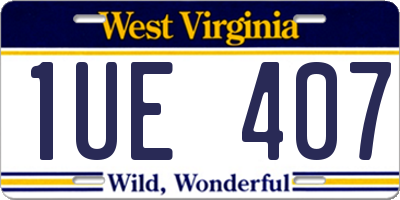 WV license plate 1UE407