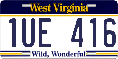 WV license plate 1UE416