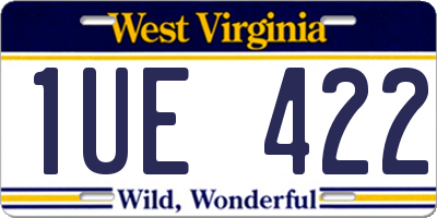 WV license plate 1UE422