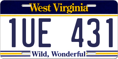 WV license plate 1UE431